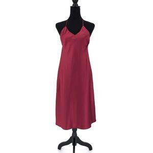 VANESSA MOONEY Lala Satin Slip Dress Burgundy XXS